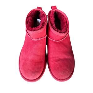 UGG Womens Classic Ultra Mini Boots Size 7 Ribbon Red